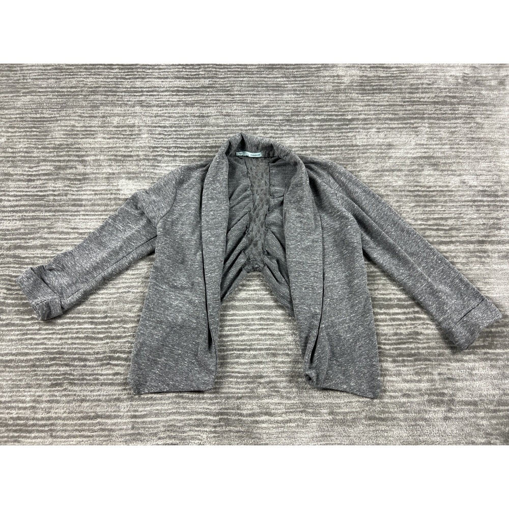 Maurices Cardigan Womens Large Gray Open Front Lace Back Marl Knit Draped Shawl